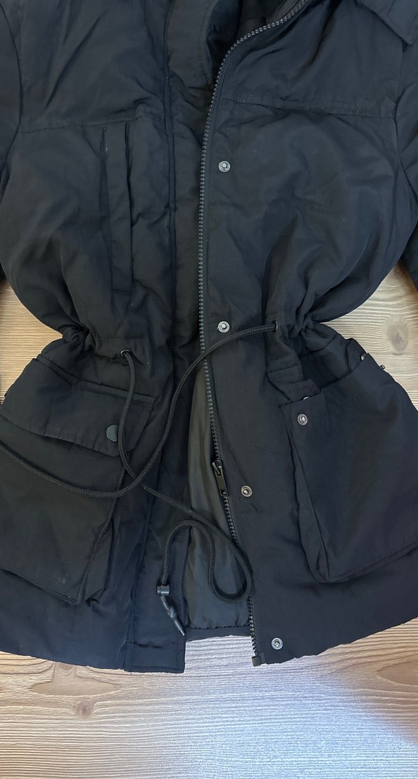 Kemerli Siyah Kadın Kışlık Mont - Görsel 2