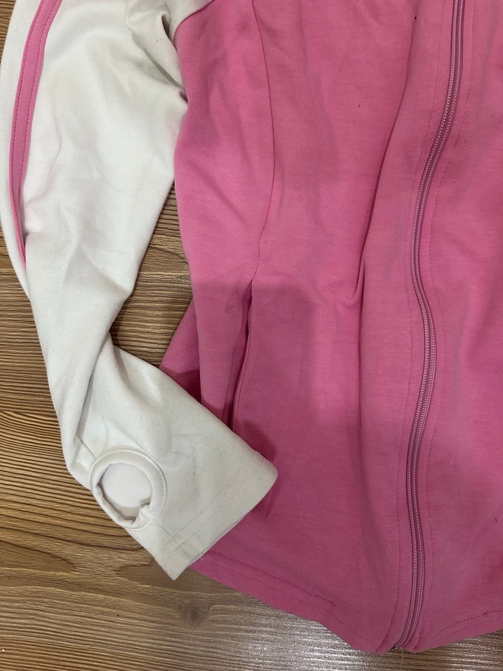 Pembe Beyaz Fermuarlı Kadın Ceket - Görsel 2