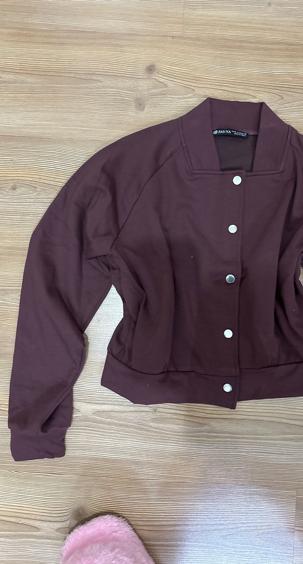 Bordo Düğmeli Kadın Ceket - Görsel 2