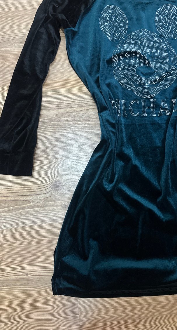 Uzun Kollu Turkuaz Kadın Midi Elbise - Görsel 3