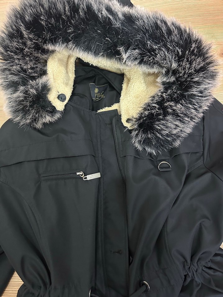 Siyah Uzun Kadın Kışlık Kürklü Mont - Görsel 4