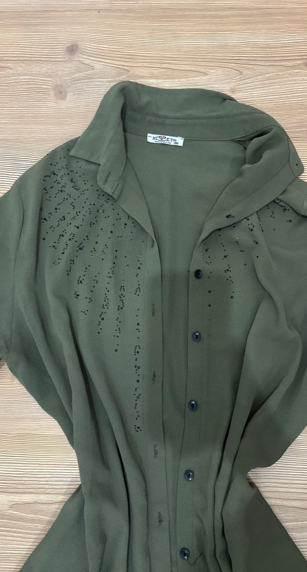 Nakışlı Uzun Kollu Haki Hamile Tunik - Görsel 2