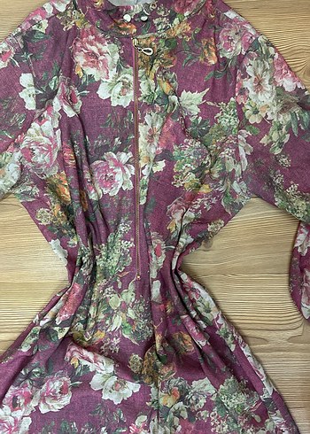 Çiçek Desenli Bordo Uzun Bohem Elbise - Görsel 4