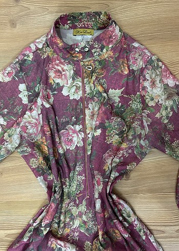 Çiçek Desenli Bordo Uzun Bohem Elbise - Görsel 3