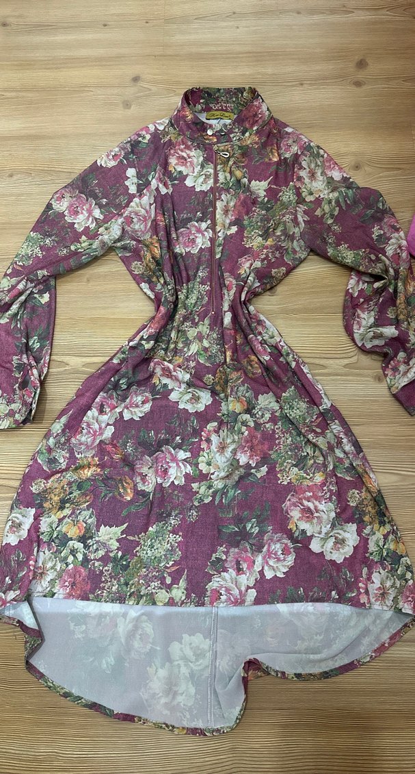 Çiçek Desenli Bordo Uzun Bohem Elbise - Görsel 2