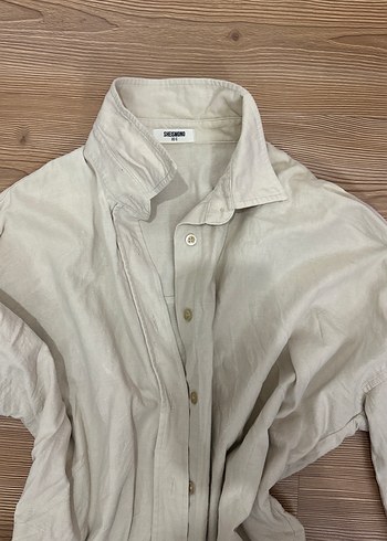 Uzun Kollu Düğmeli Keten Gömlek - Görsel 2