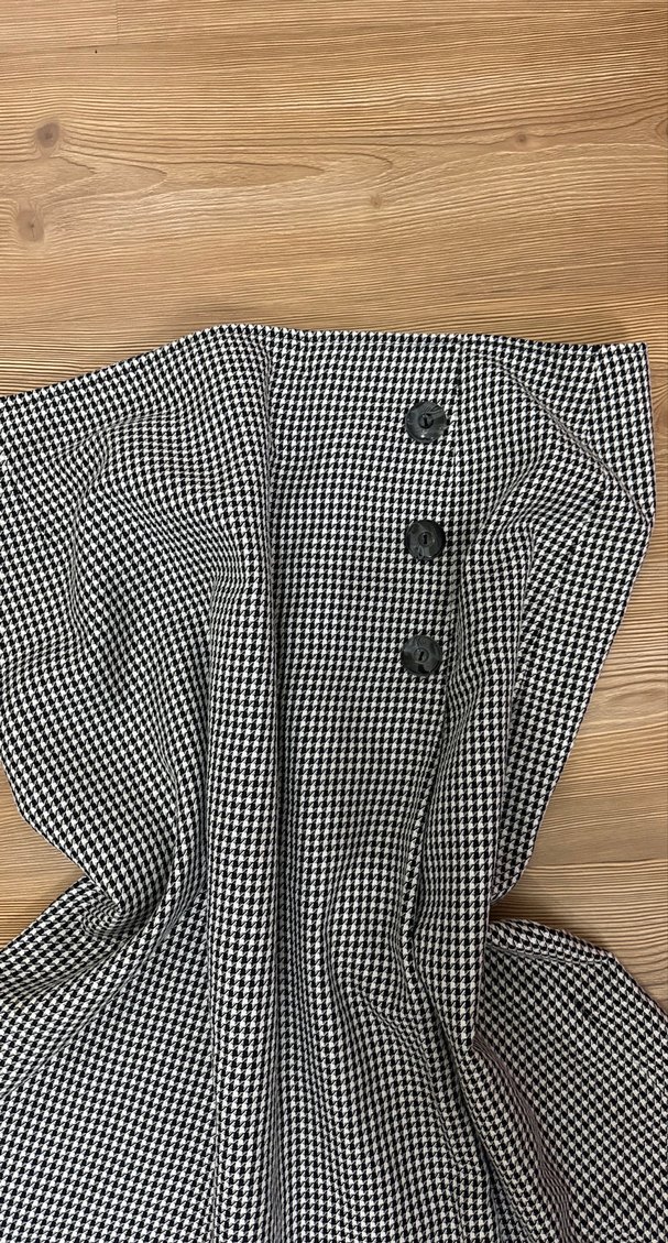 Düğmeli Siyah Ekose Midi Etek - Görsel 2