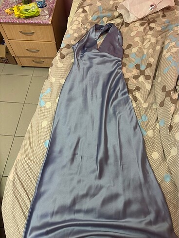 xs Beden mavi Renk Zara saten elbise