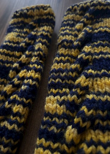Sarı Lacivert Örgü Kadın Eldiveni - Görsel 5