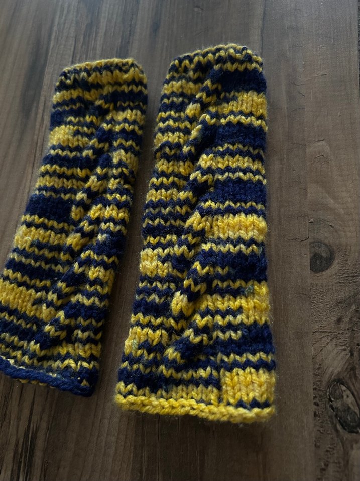 Sarı Lacivert Örgü Kadın Eldiveni - Görsel 4