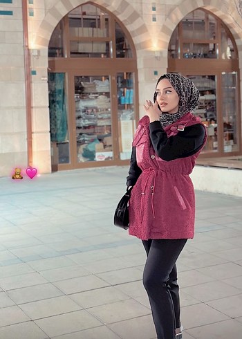Pembe Midi kürk Ceket, Uzun Kollu, Salaş Kesim