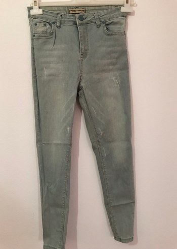 Su yeşili Kadın Denim Salaş Pantolon