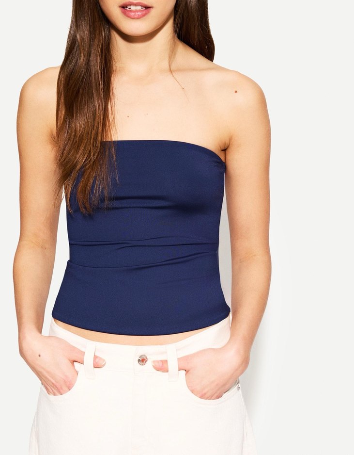 Bershka Kadın Lacivert Straplez - Görsel 2
