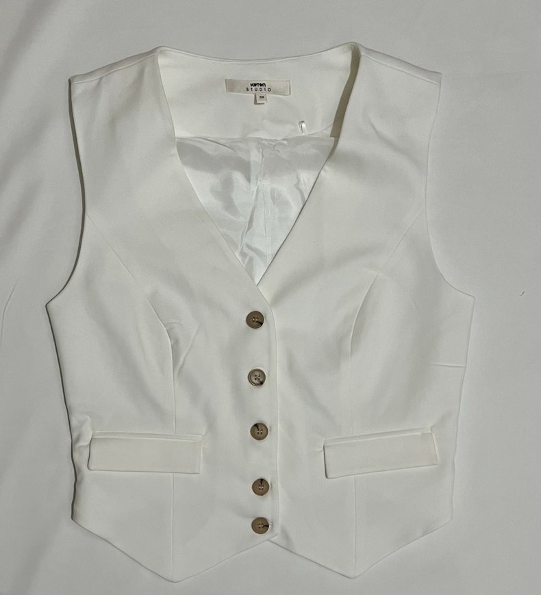 Koton Beyaz Düğmeli Klasik Kesim Kadın Yelek - Görsel 4