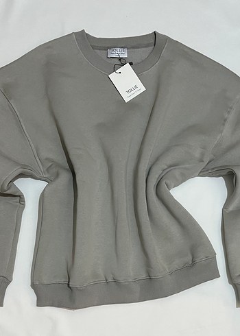 Gri Oversize Sweatshirt Kadın - Görsel 10