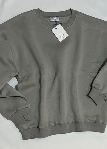 Gri Oversize Sweatshirt Kadın - Görsel 7