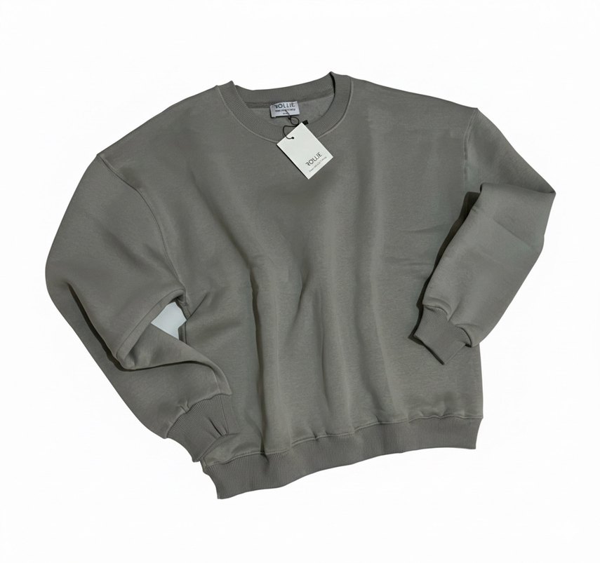Gri Oversize Sweatshirt Kadın - Görsel 5