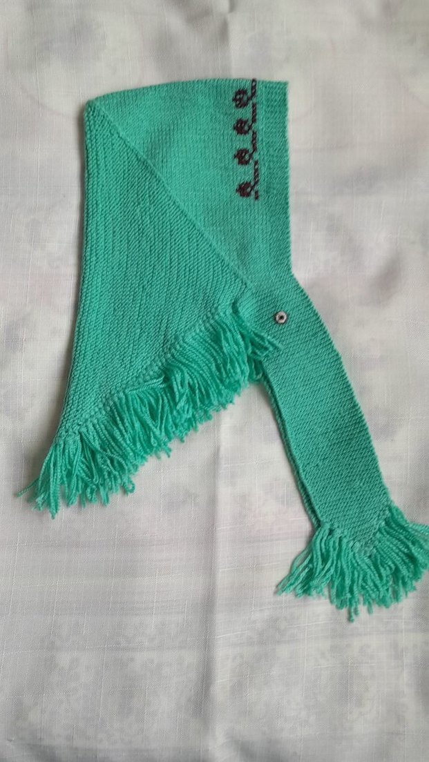 Nakışlı Kapüşonlu Turkuaz Kız Örgü Şapka - Görsel 2