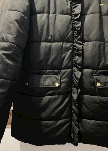 Düğmeli Siyah Kadın Kışlık Mont - Görsel 5