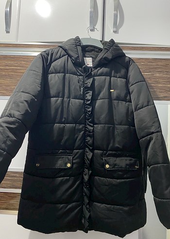 Düğmeli Siyah Kadın Kışlık Mont - Görsel 2