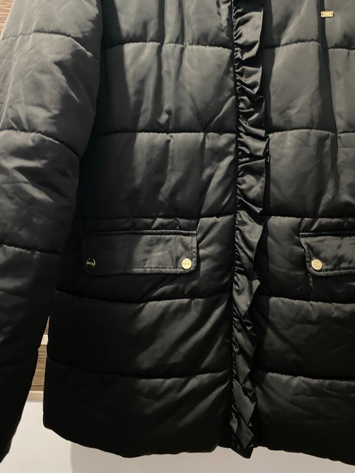 Düğmeli Siyah Kadın Kışlık Mont - Görsel 5