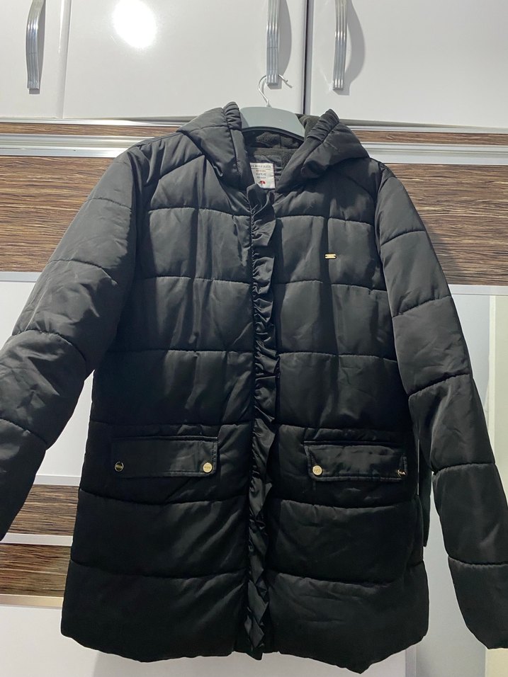 Düğmeli Siyah Kadın Kışlık Mont - Görsel 2