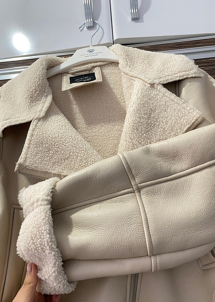 İÇİ KÜRKLÜ DERİ BİKER CEKET - Görsel 3