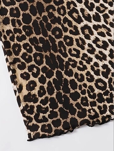 s Beden Leopar Desenli Mini Elbise
