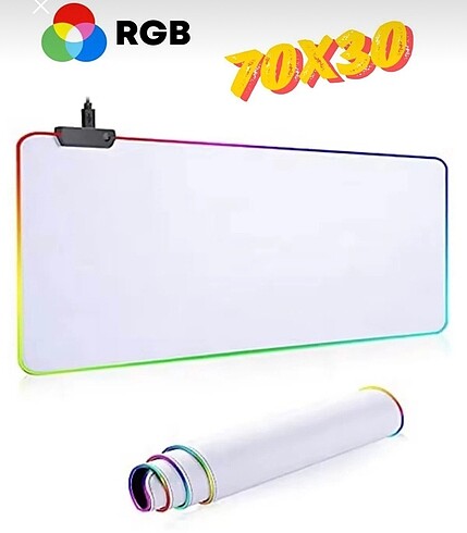 Rgb BEYAZ 70x30 ışıklı mousepad gamer oyuncu pad