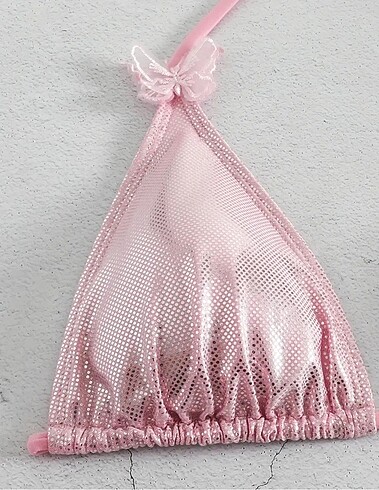 s Beden pembe Renk Kelebekli parlak pembe bikini takımı