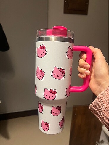  Beden beyaz Renk Hello kitty pembe beyaz Termos Pipetli