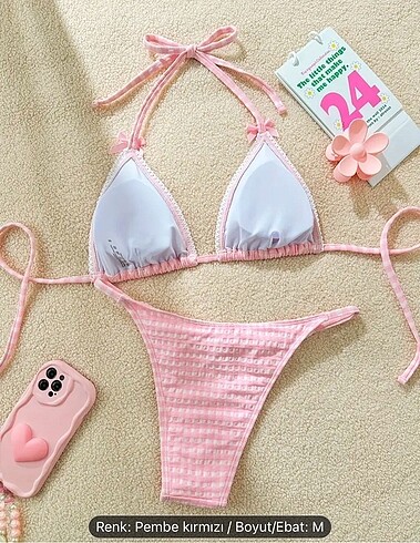 Diğer Pembe kareli bikini takımı