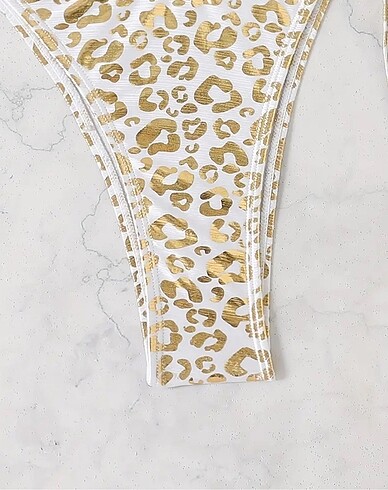 s Beden altın Renk Altın sarı leoparlı bikini takımı