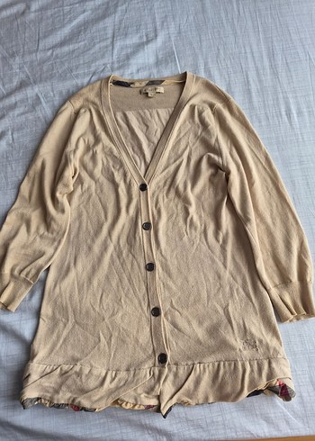 Burberry Bej V Yaka İnce Triko Hirka