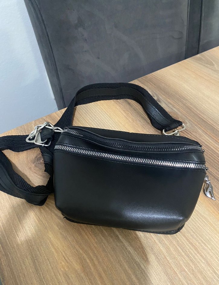 Siyah Suni Deri Kadın Bel Çantası - Görsel 2