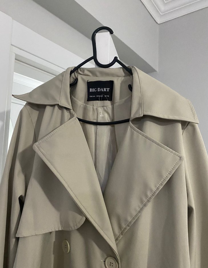 Bej Uzun Kadın Trençkot - Görsel 3