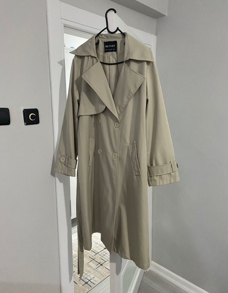 Bej Uzun Kadın Trençkot - Görsel 2