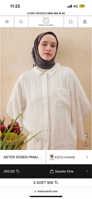 Beden Freshscarfs all day comfort aster desen ipek eşarp