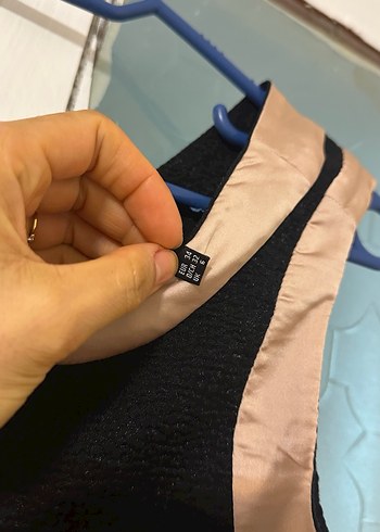 Siyah Bej Detaylı Midi Elbise - Görsel 4