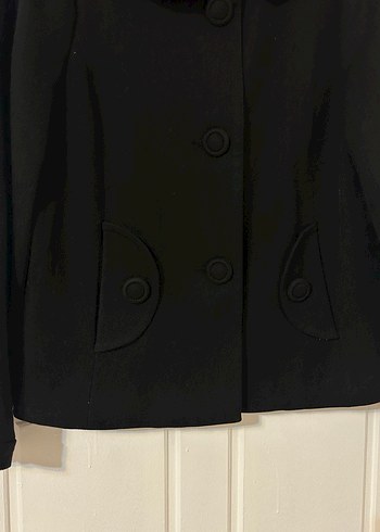 Düğmeli Siyah Kadın Ceket - Görsel 3