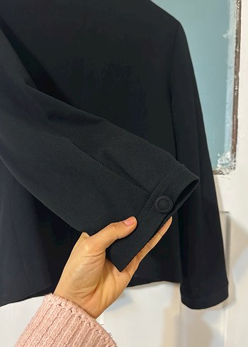 Düğmeli Siyah Kadın Ceket - Görsel 4