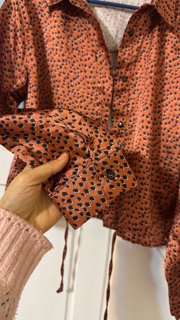 Düğmeli Uzun Kollu  Batik Gömlek - Görsel 4