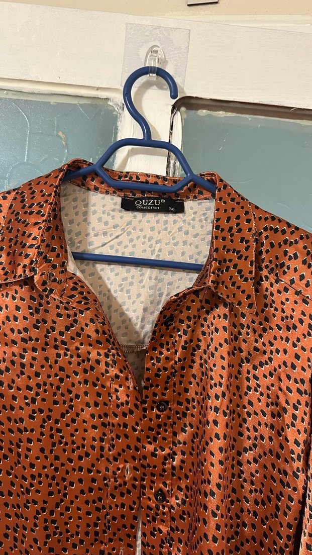 Düğmeli Uzun Kollu  Batik Gömlek - Görsel 3