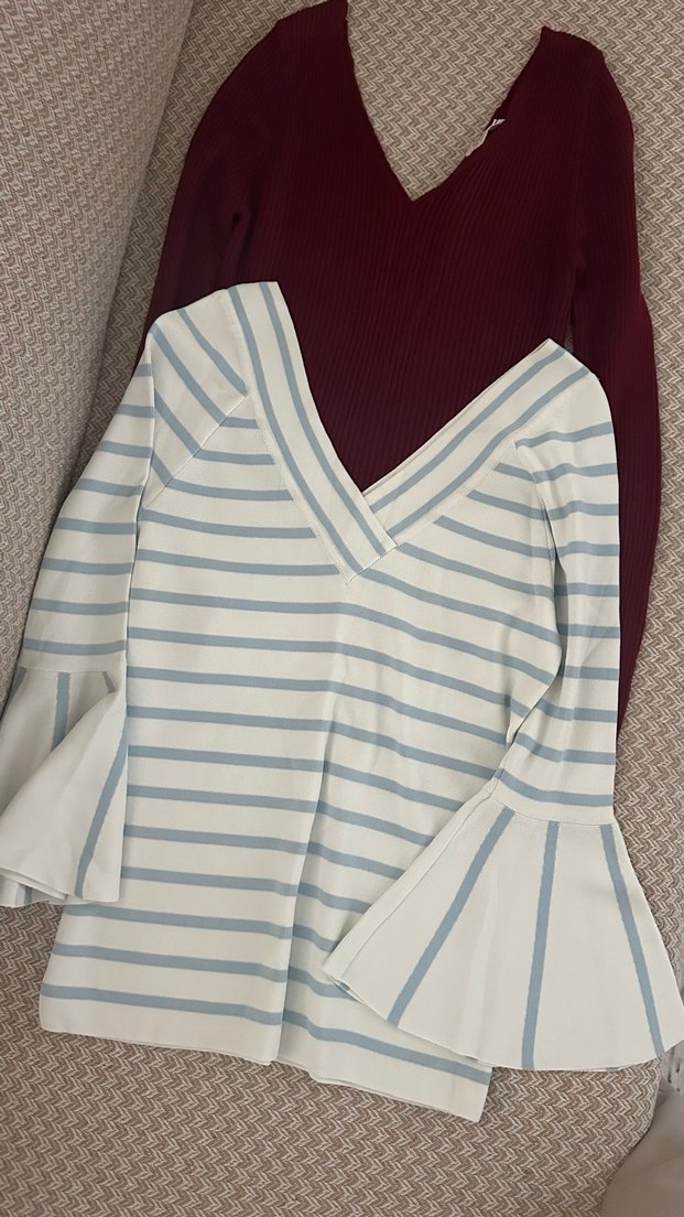 Bordo V Yaka Triko Kadın Kazak - Görsel 2