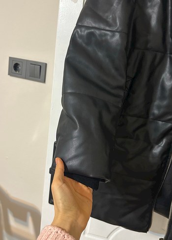 Siyah Deri mont - Görsel 4