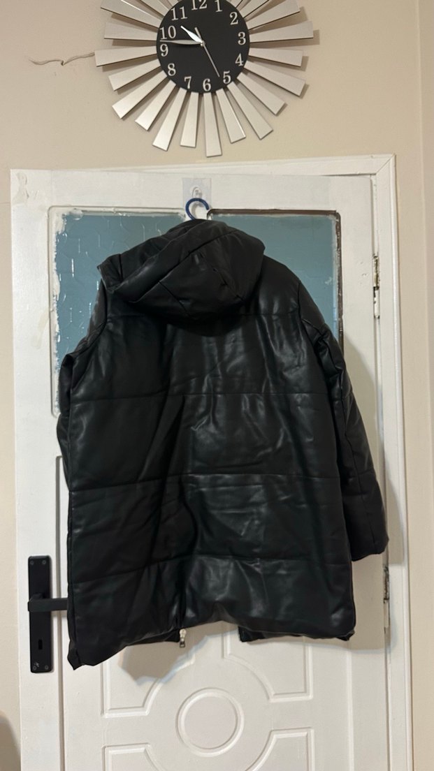 Siyah Deri mont - Görsel 5