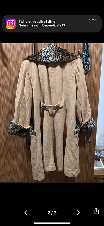 s Beden camel Renk Leopar Desenli Kaban