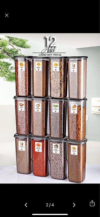 12 li Jumbo boy saklama kapları