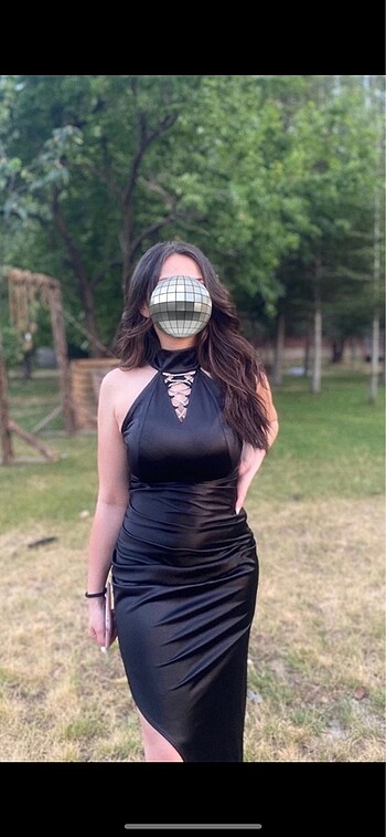 Diğer siyah saten abiye elbise