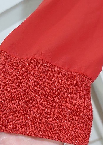 xl Beden Kırmızı V Yaka Uzun Kollu Triko Bluz